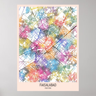 Affiche Carte de Faisalabad Pakistan