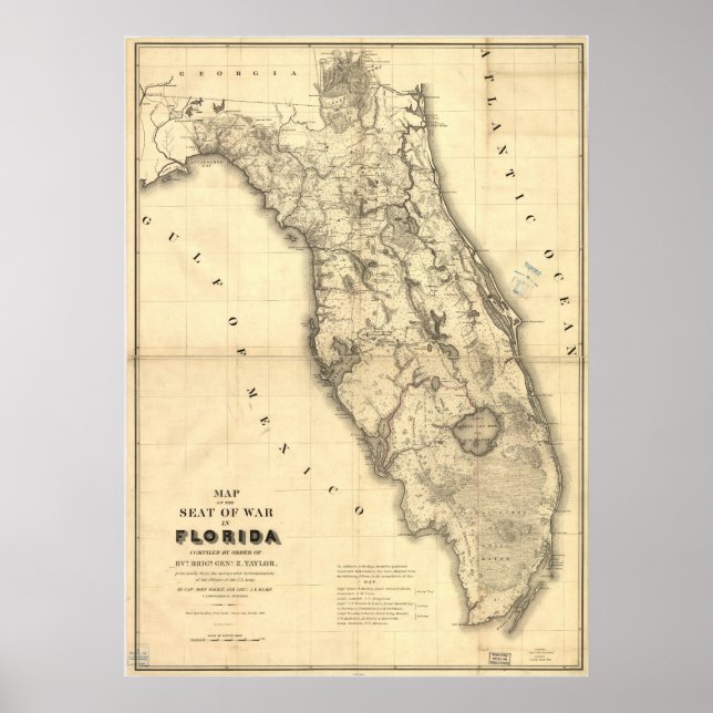 Affiche Carte de Floride 1839 (Devant)