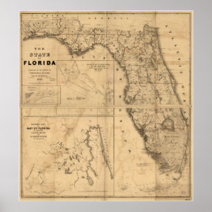 Affiche Carte de Floride 1846