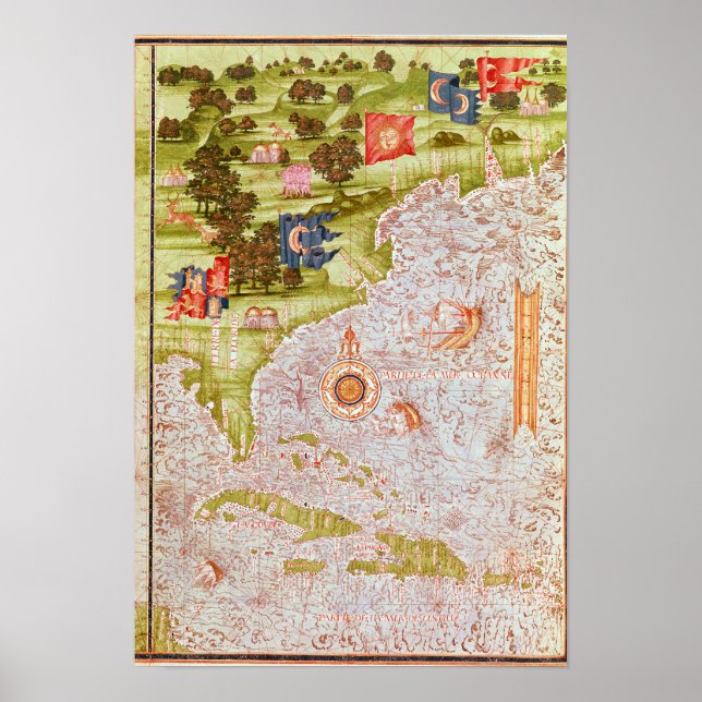 Affiche Carte de Floride et Antilles (Devant)