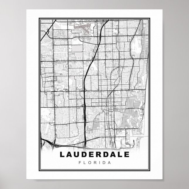 Affiche Carte de Fort Lauderdale (Devant)