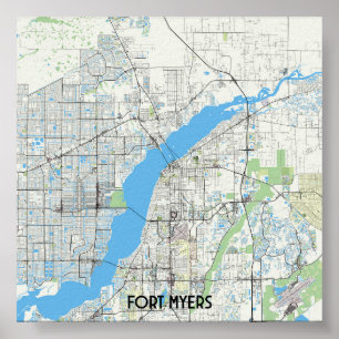 Affiche Carte de Fort Myers Florida USA