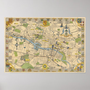 Affiche Carte de Glasgow, Angleterre