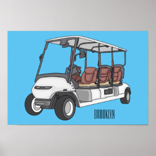 Affiche Carte de golf / dessin animé en voiturette de golf