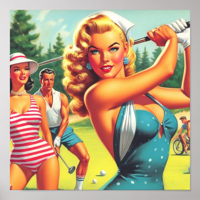 Affiche Carte de golf vintage (Devant)