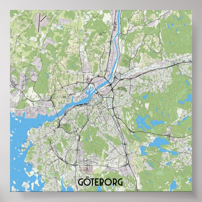 Affiche Carte de Göteborg (Devant)