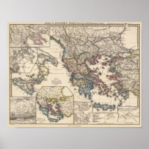 Affiche Carte de Graecia, Macédoine, Thracia
