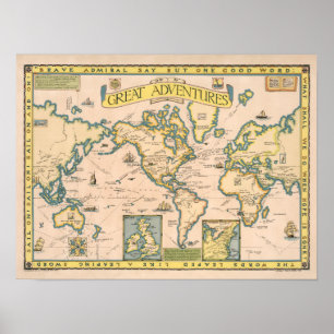 Affiche Carte de grandes aventures