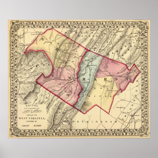 Affiche Carte de Grant, comtés de Hardy (Devant)