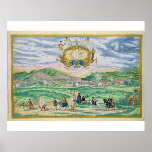 Affiche Carte de Grenade, de "Civitates Orbis Terrarum"
