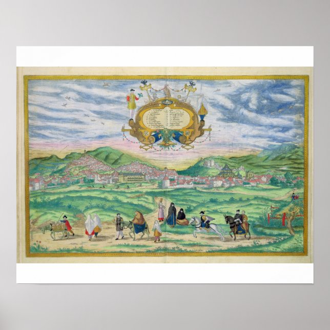 Affiche Carte de Grenade, de 'Civitates Orbis Terrarum' pa (Devant)