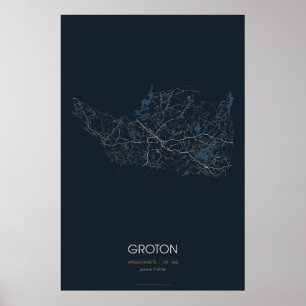 Affiche Carte de Groton Massachusetts (Nuit)