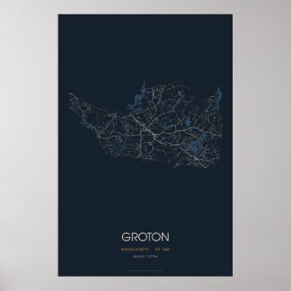 Affiche Carte de Groton Massachusetts (Nuit)