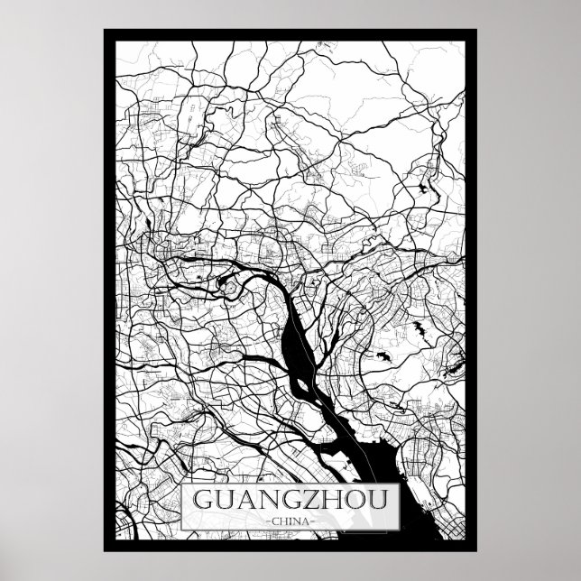 Affiche Carte de Guangzhou Chine (Devant)