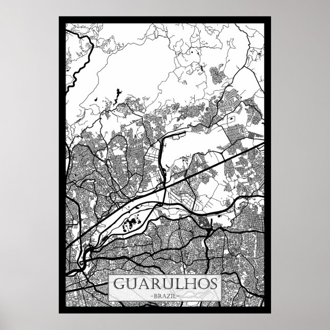 Affiche Carte de Guarulhos Brésil (Devant)