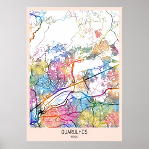 Affiche Carte de Guarulhos Brésil