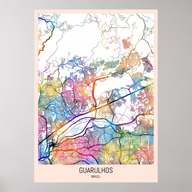 Affiche Carte de Guarulhos Brésil (Devant)