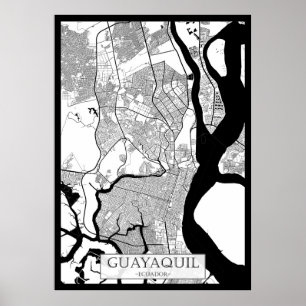 Affiche Carte de Guayaquil Équateur