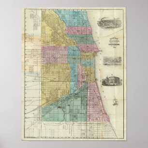 Affiche Carte de guide de Chicago