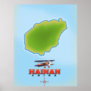 Affiche Carte de Hainan Chine