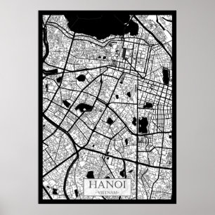 Affiche Carte de Hanoï Vietnam