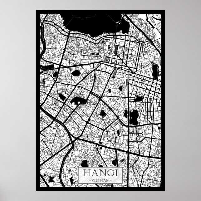 Affiche Carte de Hanoï Vietnam (Devant)