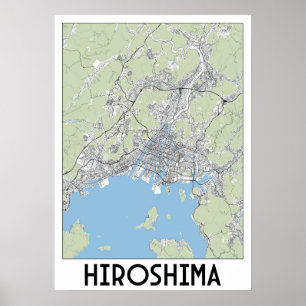 Affiche Carte de Hiroshima, Japon