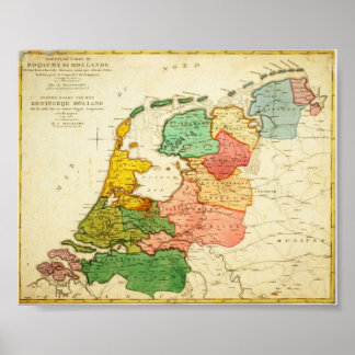 Affiche Carte de Holland 1809 - Royaume de Hollande