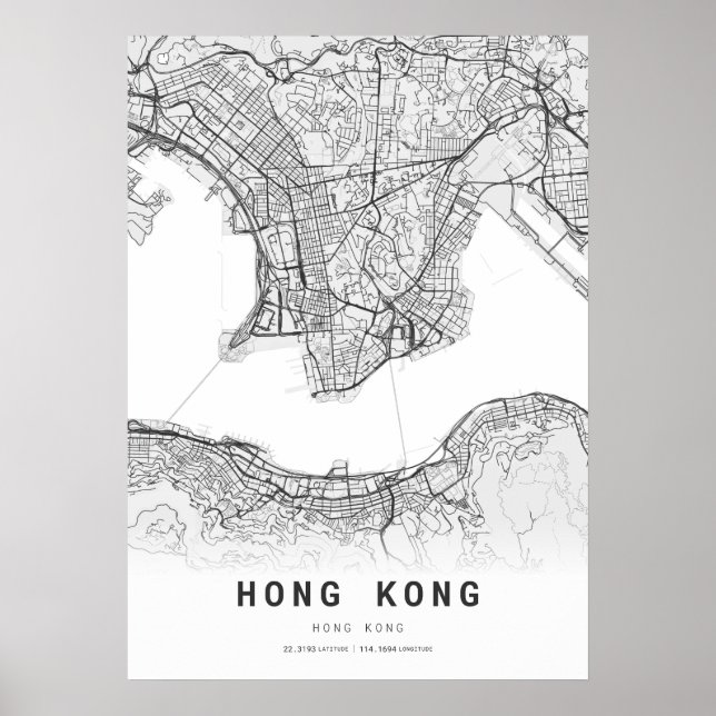 Affiche Carte de Hong Kong (Devant)