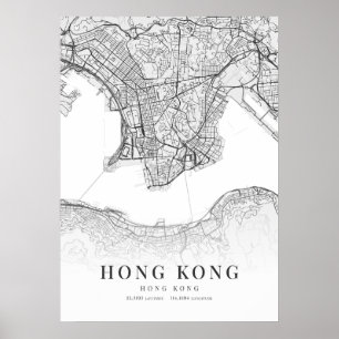 Affiche Carte de Hong Kong
