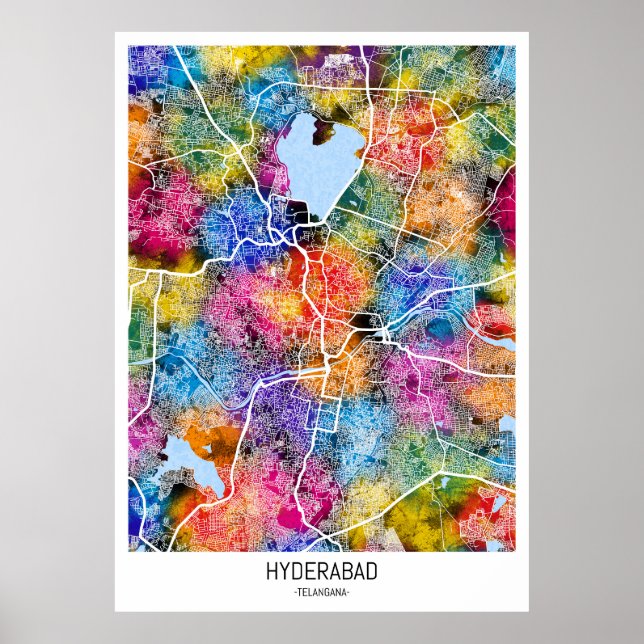 Affiche Carte de Hyderabad Telangana (Devant)