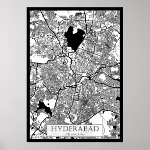 Affiche Carte de Hyderabad Telangana