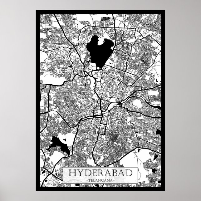 Affiche Carte de Hyderabad Telangana (Devant)