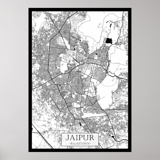 Affiche Carte de Jaipur Rajasthan (Devant)