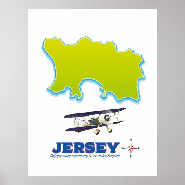 Affiche Carte de Jersey. (Devant)