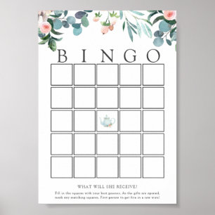 Affiche Carte de jeu de bingo pour bébé à l'heure du thé