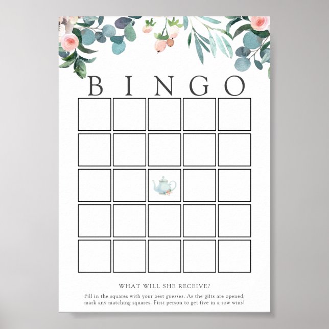 Affiche Carte de jeu de bingo pour l'heure du thé bébé (Devant)