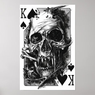 Affiche Carte de jeu Hardcore King Black and White Poster"