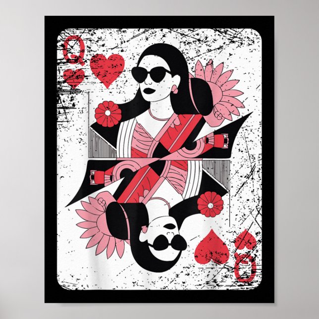 Affiche Carte de jeu moderne Queen of Hearts (Devant)