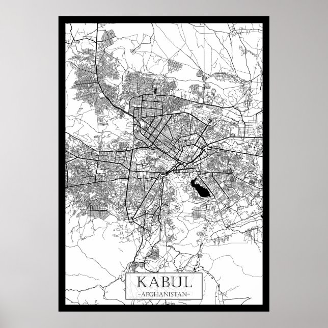 Affiche Carte de Kaboul Afghanistan (Devant)