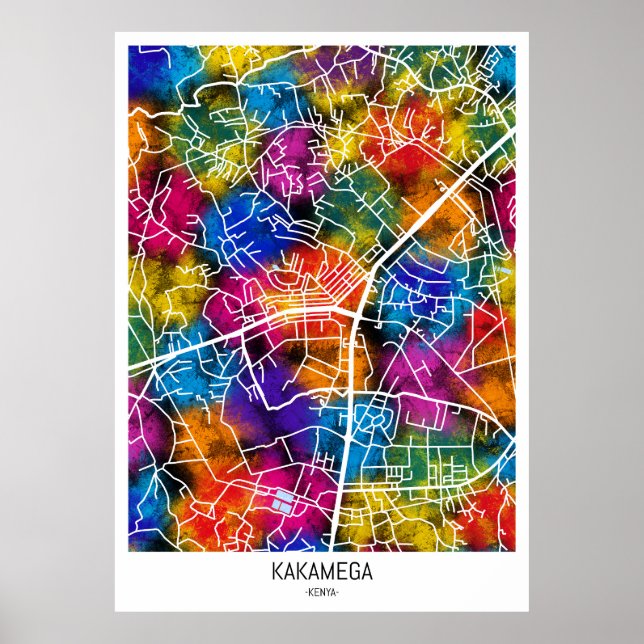 Affiche Carte de Kakamega Kenya (Devant)