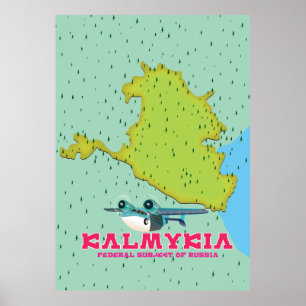 Affiche Carte de Kalmoukie Russie