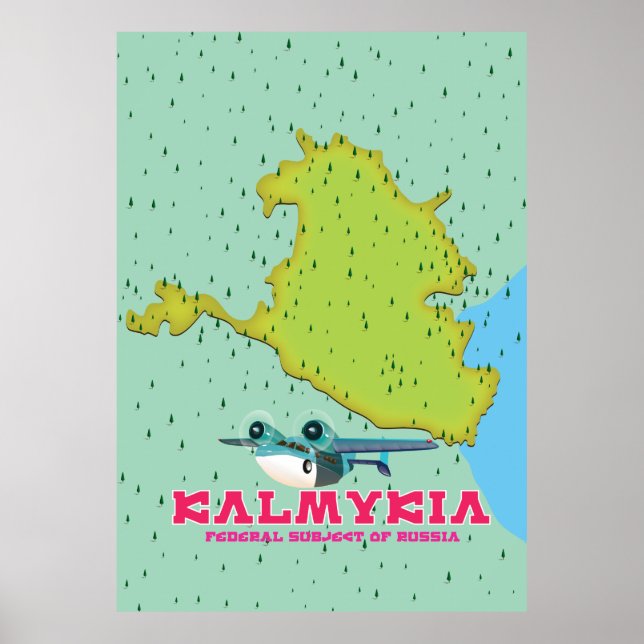 Affiche Carte de Kalmoukie Russie (Devant)