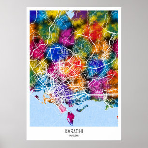 Affiche Carte de Karachi Pakistan
