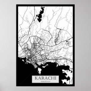 Affiche Carte de Karachi Pakistan