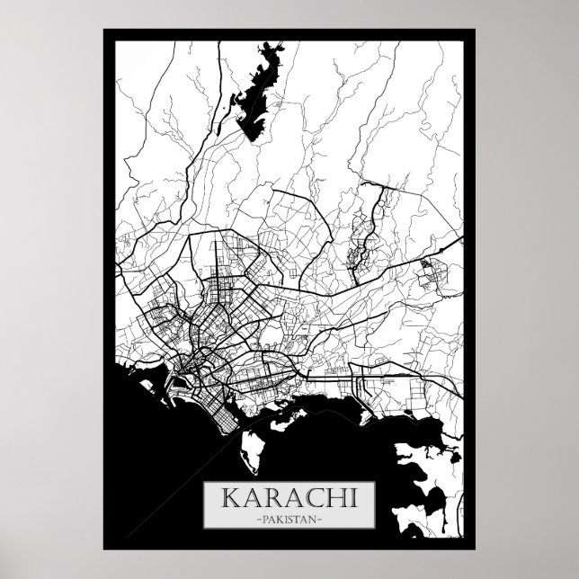 Affiche Carte de Karachi Pakistan (Devant)