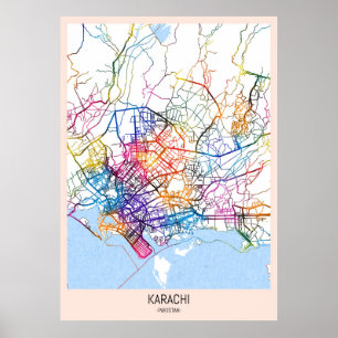 Affiche Carte de Karachi Pakistan