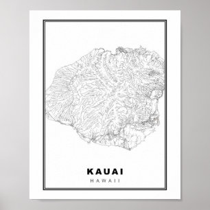 Affiche Carte de Kauai