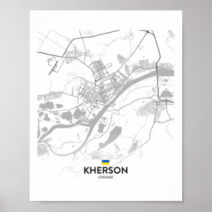 Affiche Carte de Kherson Ukraine Drapeau