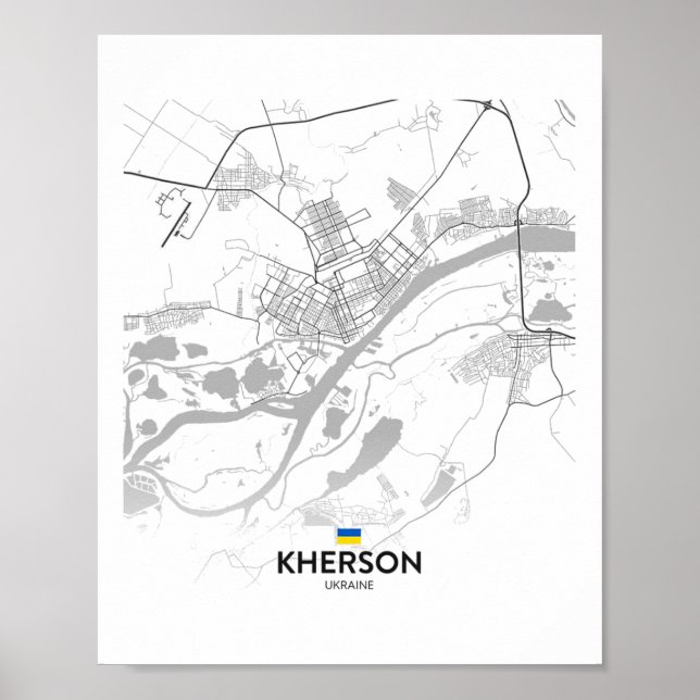 Affiche Carte de Kherson Ukraine Drapeau  (Devant)